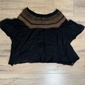 Free People Flared Short Sleeve Mohair wide neck Sweater size small